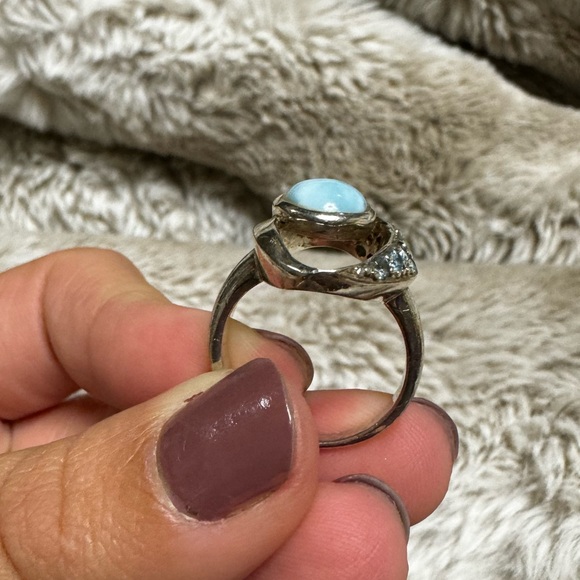 Blue abstract ring size 5. 9.25 silver ring diamond - Picture 5 of 6